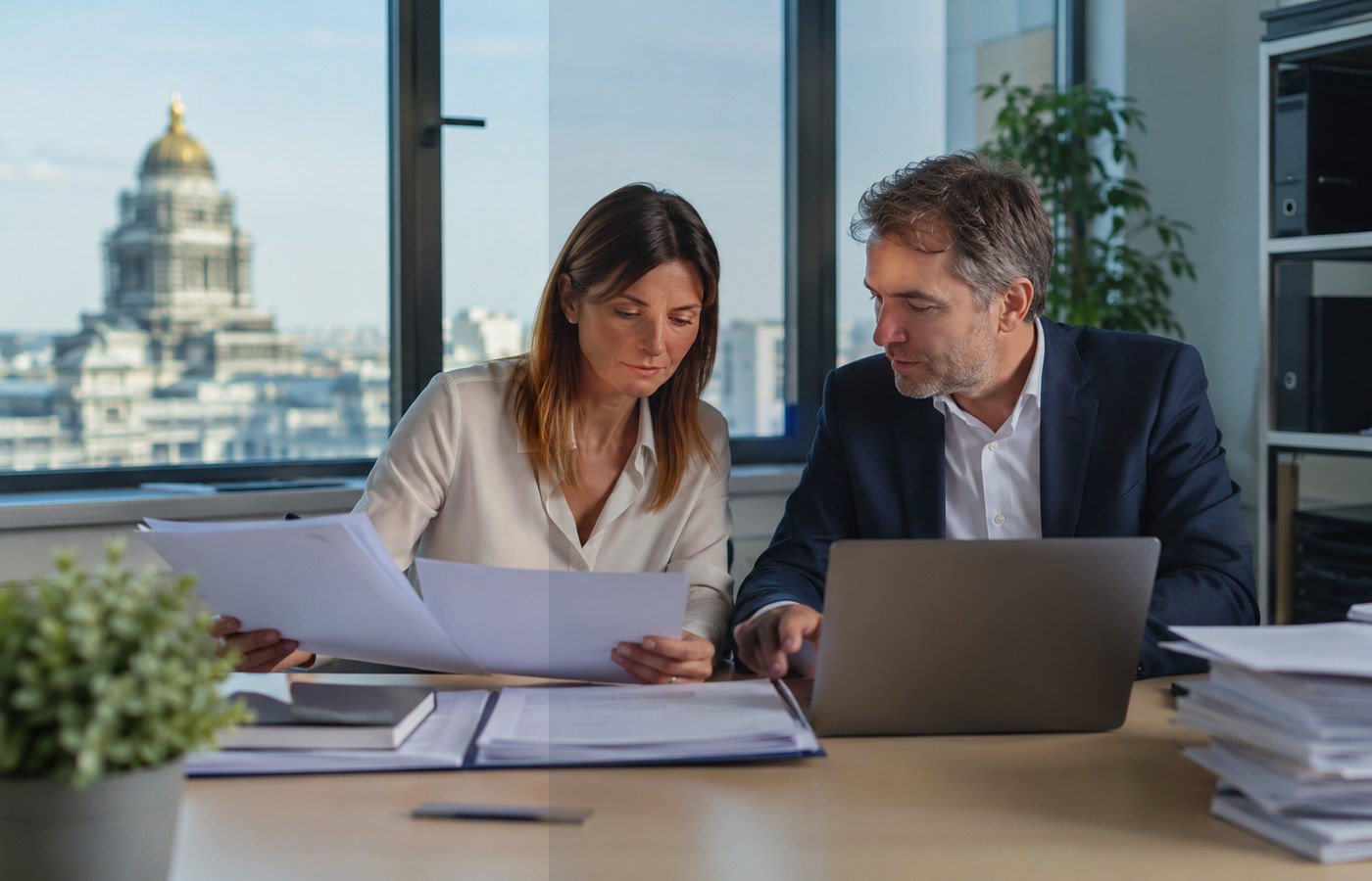 Documents et ordinateur en contexte professionnel